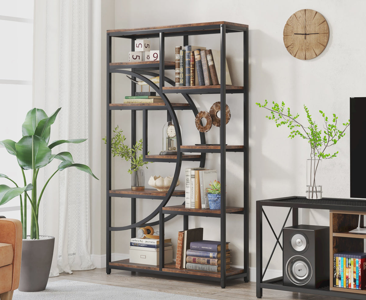 Industriële Boekenkast 180cm Hoog - 5 Laags Etagère Boekenkast met Uniek Design