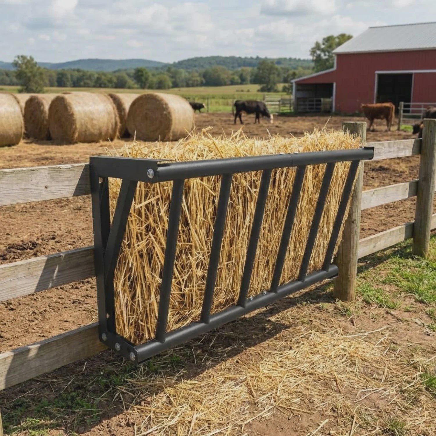 27 inch Heavy Duty Wandmontage Hooibak voor Vee, Paarden, Geiten & Schapen - Carbon Staal