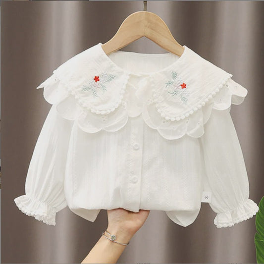 Schattig Geborduurd Prinsessen Blouse Shirt voor Baby Meisjes - Lente & Herfst