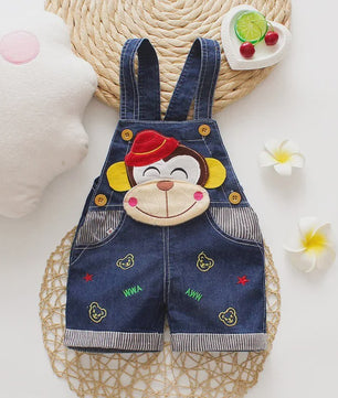 Schattige Denim Tuinbroek Shorts met Cartoon Print voor Kinderen (1-3 Jaar)