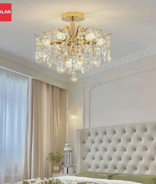 Luxe Kristallen Plafondlamp met LED - Sfeervolle Hanglamp voor Woonkamer