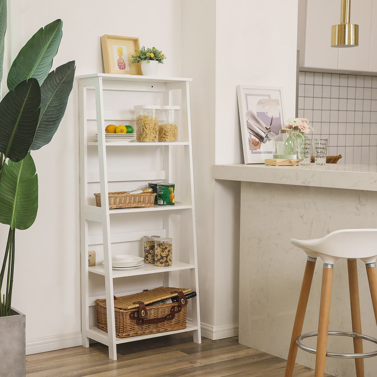 VASAGLE Ladder Boekenkast - Stijlvolle Opbergoplossing voor Woonkamer, Badkamer en Kantoor