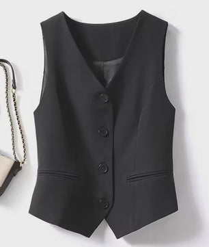 Stijlvol Dames Blazer Vest met Opstaande Kraag - Elegante Kantoor Outwear Lente/Herfst