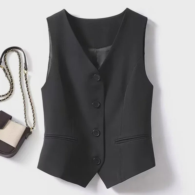Stijlvol Dames Blazer Vest met Opstaande Kraag - Elegante Kantoor Outwear Lente/Herfst