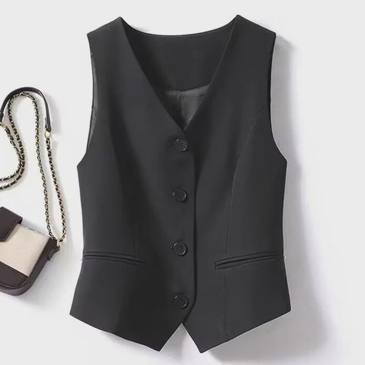 Stijlvol Dames Blazer Vest met Opstaande Kraag - Elegante Kantoor Outwear Lente/Herfst