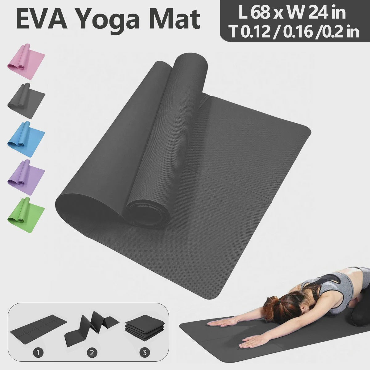 Opvouwbare Yogamat Eco-Friendly EVA - 3mm/4mm/6mm Dikte - Draagbaar & Waterdicht