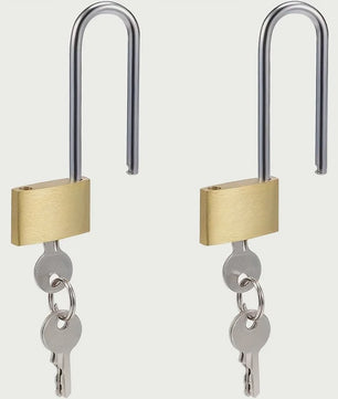 2x Messing Hangslot - Lange Beugel, Gelijksluitend & Geborsteld