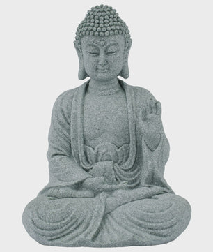 Zittende Buddha Beeldje - Zen Tuindecoratie & Vis Tank Ornament (Resin Steenlook)