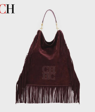 CH Dames Hobo Tas met Franjes - Suèdelook, Grote Capaciteit, Schoudertas & Crossbody