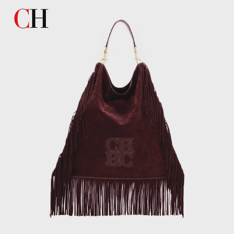 CH Dames Hobo Tas met Franjes - Suèdelook, Grote Capaciteit, Schoudertas & Crossbody