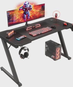 Devoko Gaming Bureau 120x60 cm met Hoofdtelefoonhaak en Carbon Fiber Afwerking