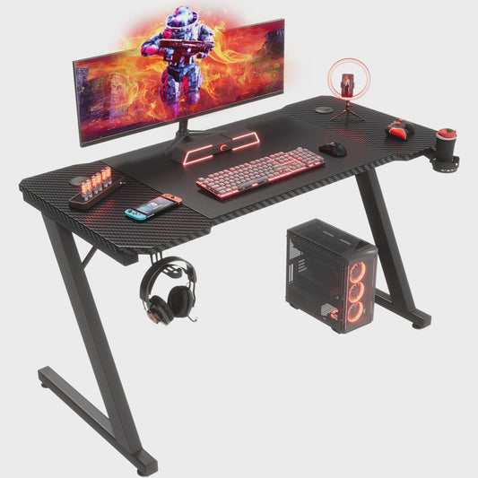 Devoko Gaming Bureau 120x60 cm met Hoofdtelefoonhaak en Carbon Fiber Afwerking