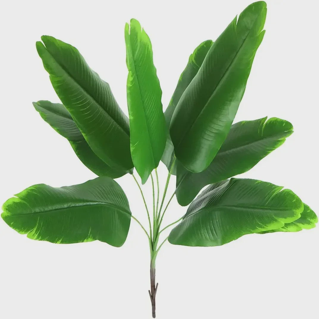 Artificial Plant Fake Banana Tree Leaves with Stems Greenery Floral Arrangement Hawaiian Luau Jungle Beach Wedding Party