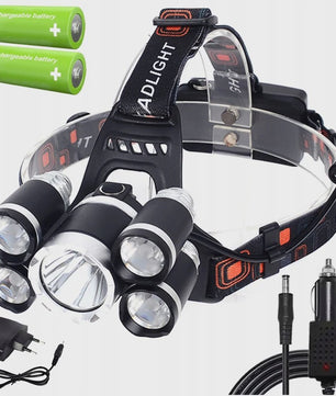 Krachtige Oplaadbare LED Hoofdlamp met 5x CREE XM-L T6 LED's