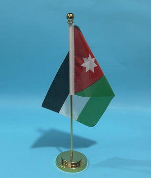 Bureauvlag Jordanië 14x21cm Polyester met Standaard - Decoratie voor Kantoor en Tafel