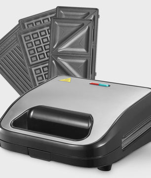 3-in-1 Wafelijzer, Grill & Tosti Apparaat met Verwisselbare Platen