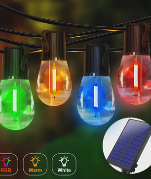 Waterproof Solar Kerstverlichting Slinger met RGB Kleuren en Shatterproof E27 S14 Lampjes - Ideaal voor Buitenfeesten