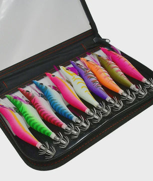 10-delige Set Lichtgevende Inktvis Aas Jig Lures met 3D Ogen - 3.5# 19.5g