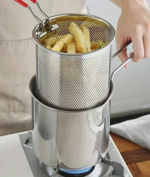 Roestvrijstalen Frituurpan met Filterzeef - Ideaal voor Frietjes en Kipvleugels