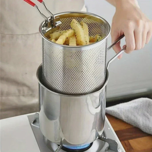 Roestvrijstalen Frituurpan met Filterzeef - Ideaal voor Frietjes en Kipvleugels