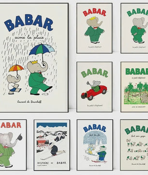 Babar Poster Canvas - Sprookjes Kunst voor Kinderkamer & Babykamer Decoratie