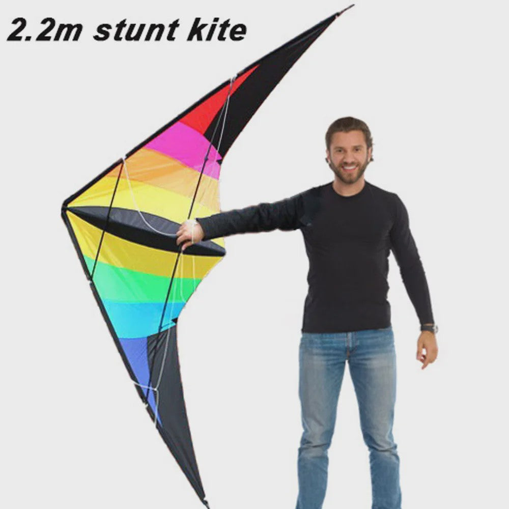 Grote Vlieger 2.2m Power Dual Line Stunt Kite met Handvat en Lijn - Perfect Vliegplezier