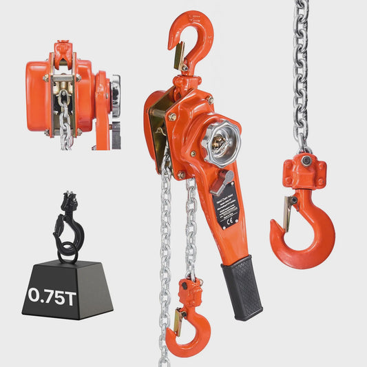 Handmatige Kettingtakel 0.75T - 5/10/20FT Hefhoogte met Dubbele Pal & 360° Draaibare Haken