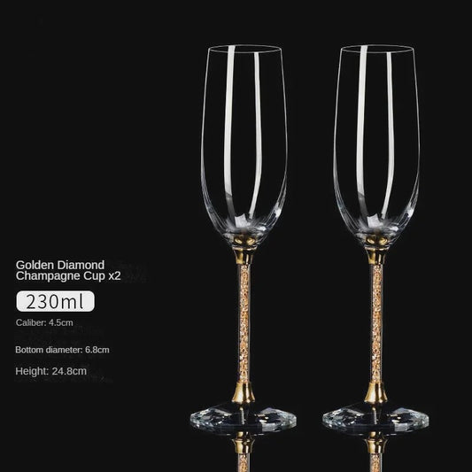 Luxe Kristallen Champagneglazen Set - Handgemaakt met Diamant-look Stijl - Perfect voor Koppels