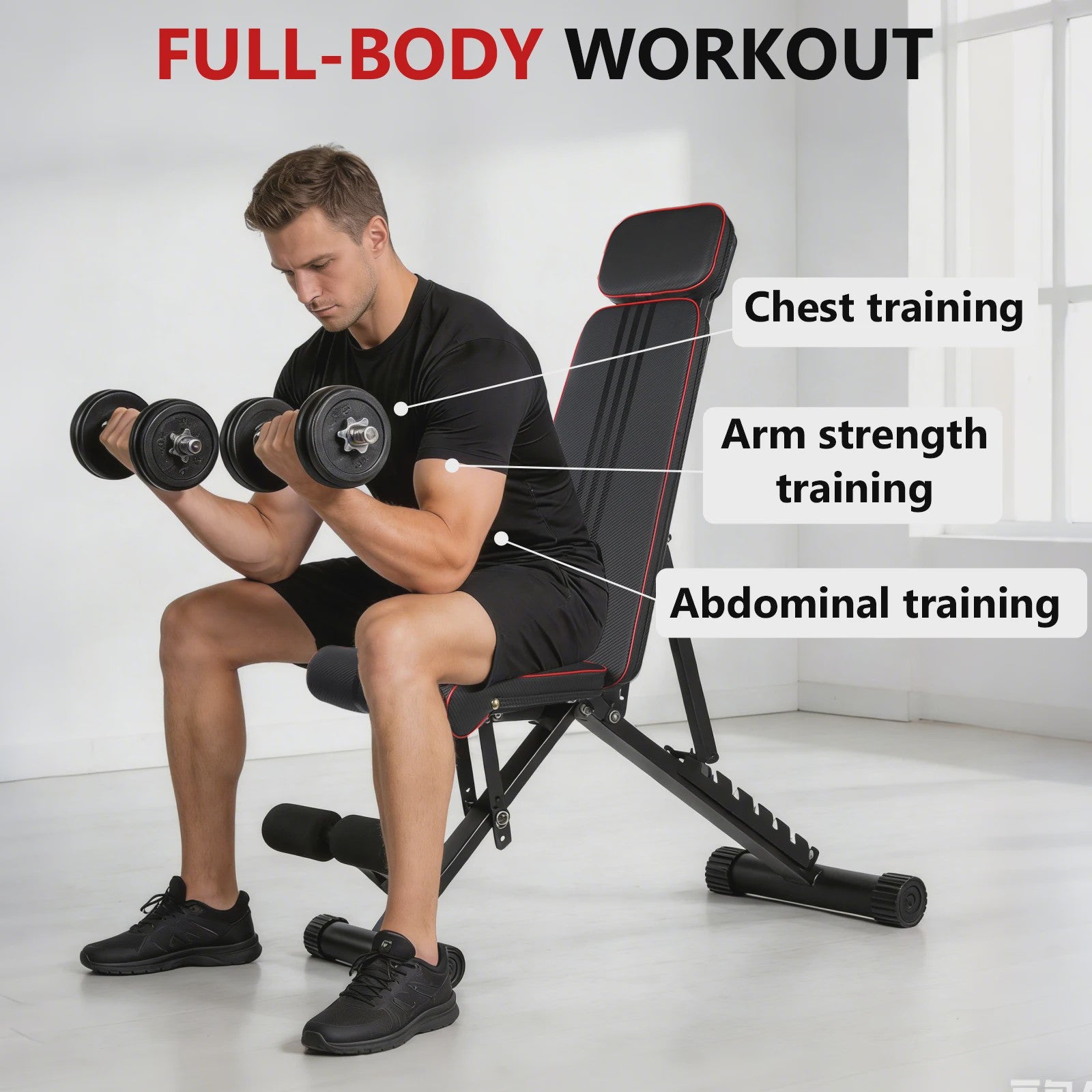 Verstelbare Dumbbell Bank 7 Posities - Opvouwbaar Fitness Bankje voor Krachttraining Thuis