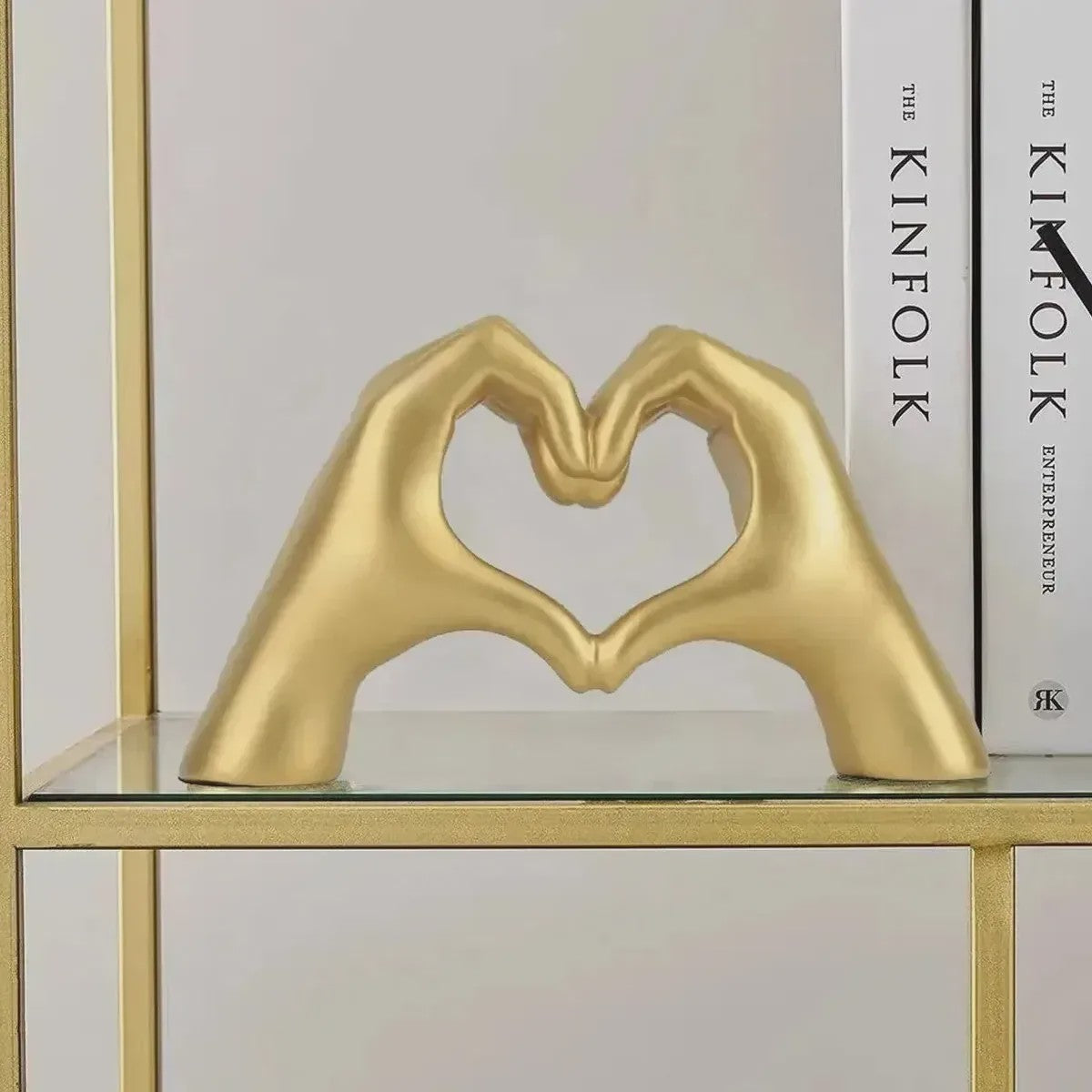 Moderne Hart Hand Gebaar Sculptuur - Abstracte Decoratie voor Bureau & Huis