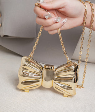 Luxe Strik Handtas van Metaal met Ketting - Speelse Crossbody Tas