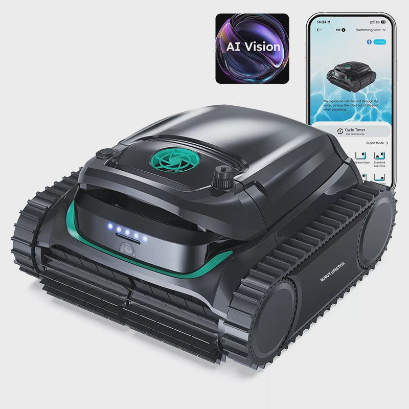 WYBOT M2 Robot Zwembadreiniger: Slimme AI Visie, Grote Batterij & Efficiënte Reiniging
