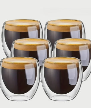 Dubbelwandige Glazen Mokken (80-450ml) - Ideaal voor Koffie, Thee & Espresso