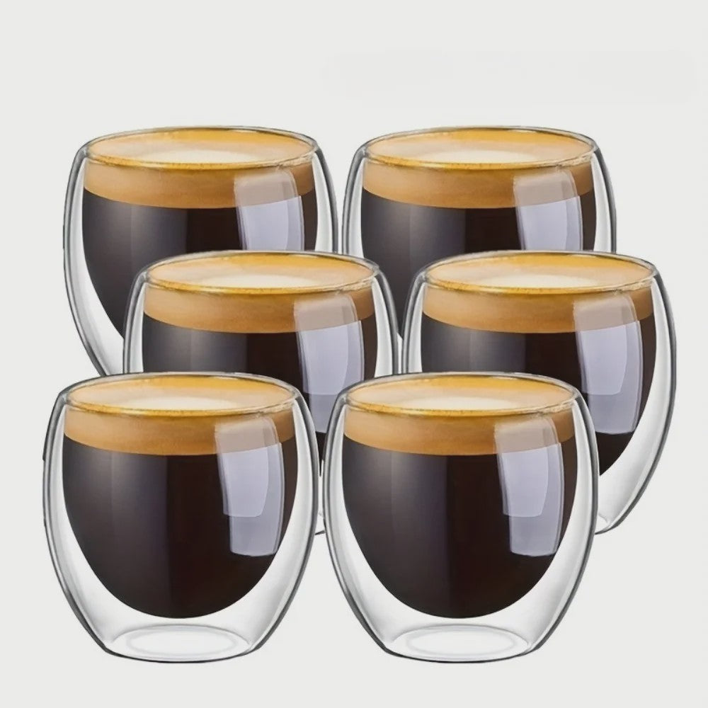 Dubbelwandige Glazen Mokken (80-450ml) - Ideaal voor Koffie, Thee & Espresso