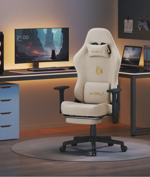 WOLTU Ergonomische Gaming en Bureau Stoel met Verstelbare Armleuningen en Voetensteun