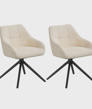 Set van 2 Chenille Eetkamerstoelen - 360° Draaibaar, Ergonomisch & Comfortabel