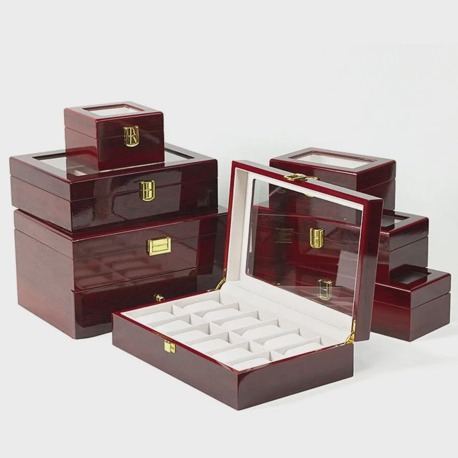 Luxe Houten Horlogedoos met Glas - Diverse Slots & Stijlvolle Opbergoplossing