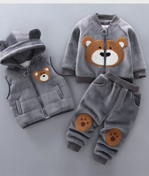 Schattige Baby Kleding Set 3-delig met Beer - Warm & Comfortabel voor Herfst/Winter (0-4 Jaar)