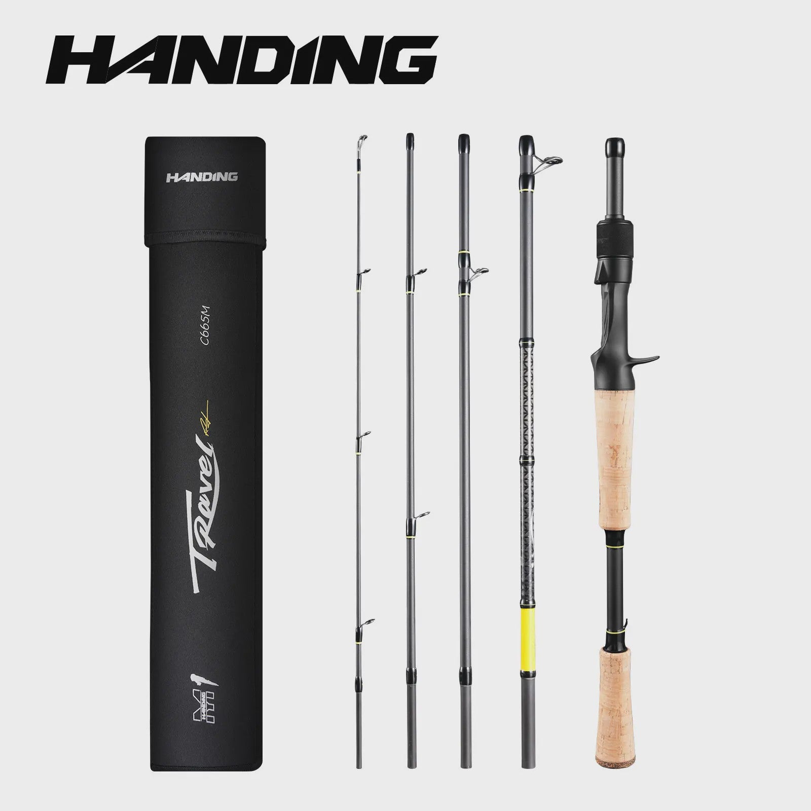 HANDING M1 Travel Hengel - Compacte Reishengel, 40-43cm, 5-6 Delen, Fast Action