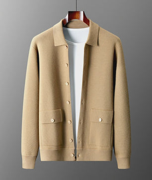 Heren 100% Kasjmier Vest met POLO Kraag - Gebreide Jas voor Herfst & Winter