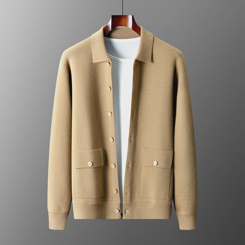 Heren 100% Kasjmier Vest met POLO Kraag - Gebreide Jas voor Herfst & Winter