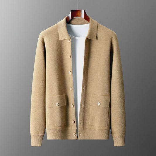 Heren 100% Kasjmier Vest met POLO Kraag - Gebreide Jas voor Herfst & Winter