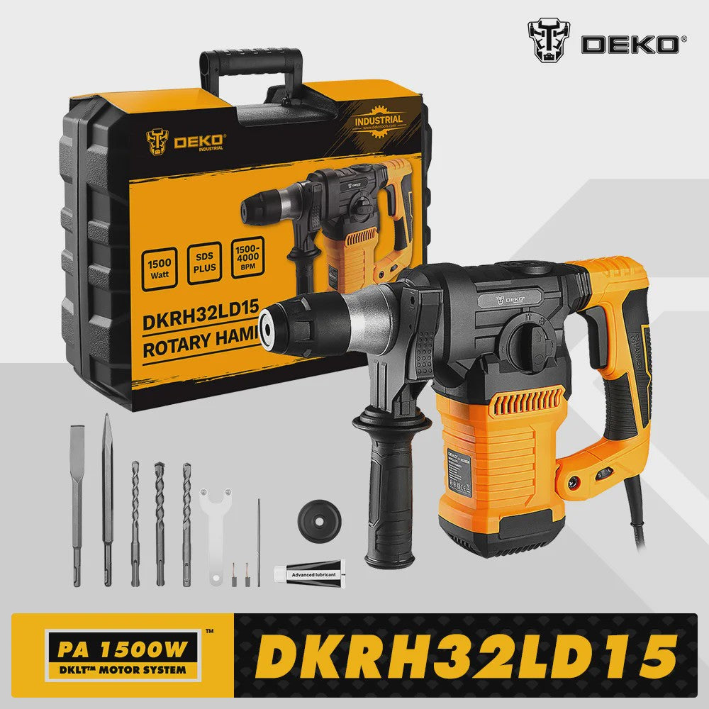 DEKO DKRH32LD1 1500W Multifunctionele Klopboormachine met SDS-Plus en 4 Functies