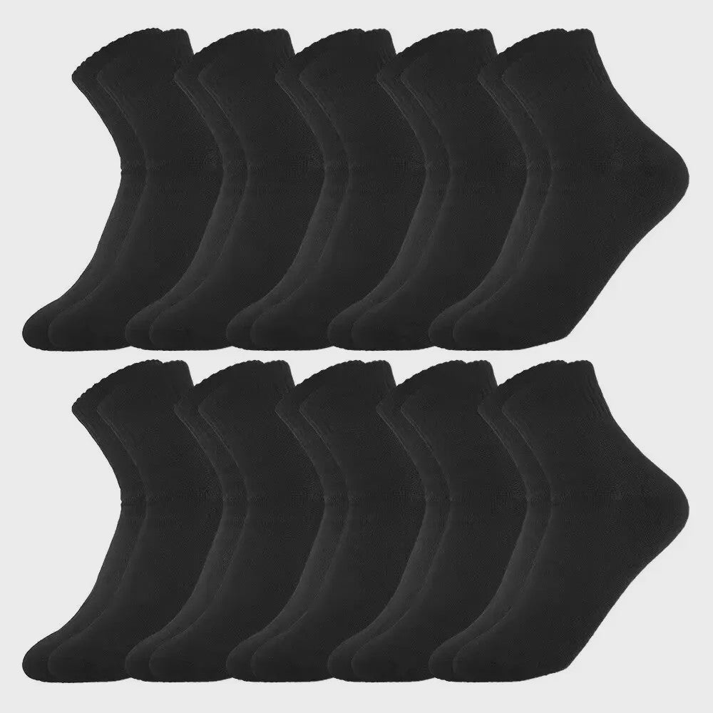 10 Paar Heren Katoenen Sokken - Mid-Calf, Effen Kleur, All Seasons