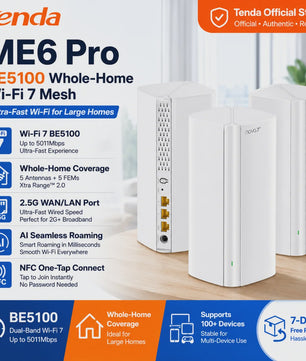 Tenda BE5100 Wi-Fi 7 Mesh Systeem - Supersnel Internet met 2.5G Poort & Uitgebreide Dekking