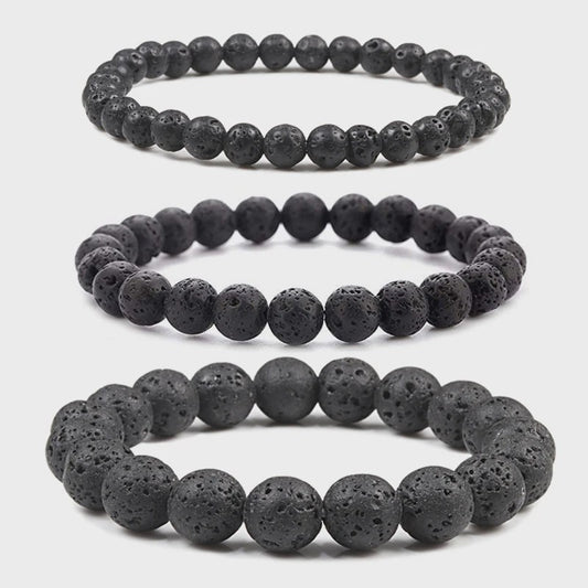 Elastische Charm Armband met Natuursteen Kralen: Lavasteen & Tijgeroog (6/8/10mm) - Voor Dames en Heren