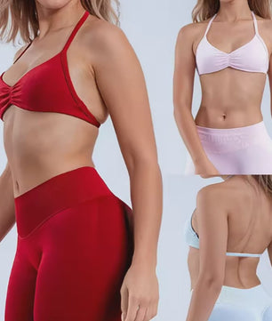 Naadloze Yogaset Dames: Sportbeha met Halternek & High Waist Shorts