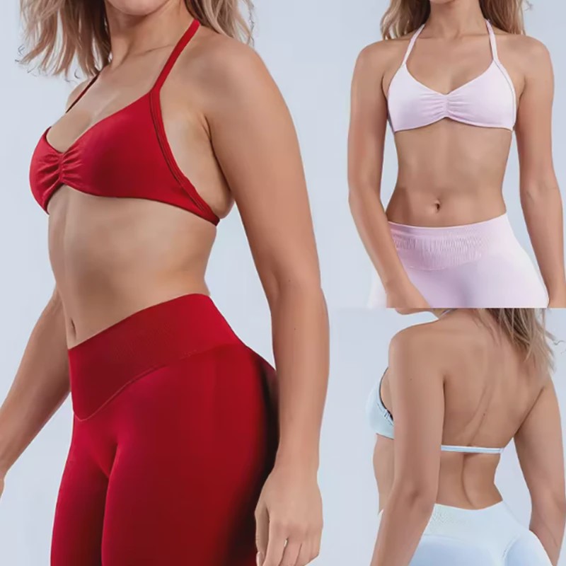 Naadloze Yogaset Dames: Sportbeha met Halternek & High Waist Shorts