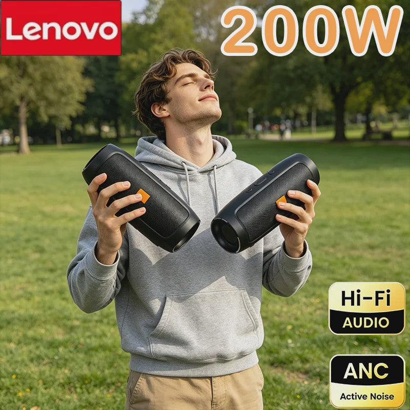 Lenovo Draadloze Bluetooth Speaker met Subwoofer - Draagbaar, Stereo, FM, USB & TF Kaart