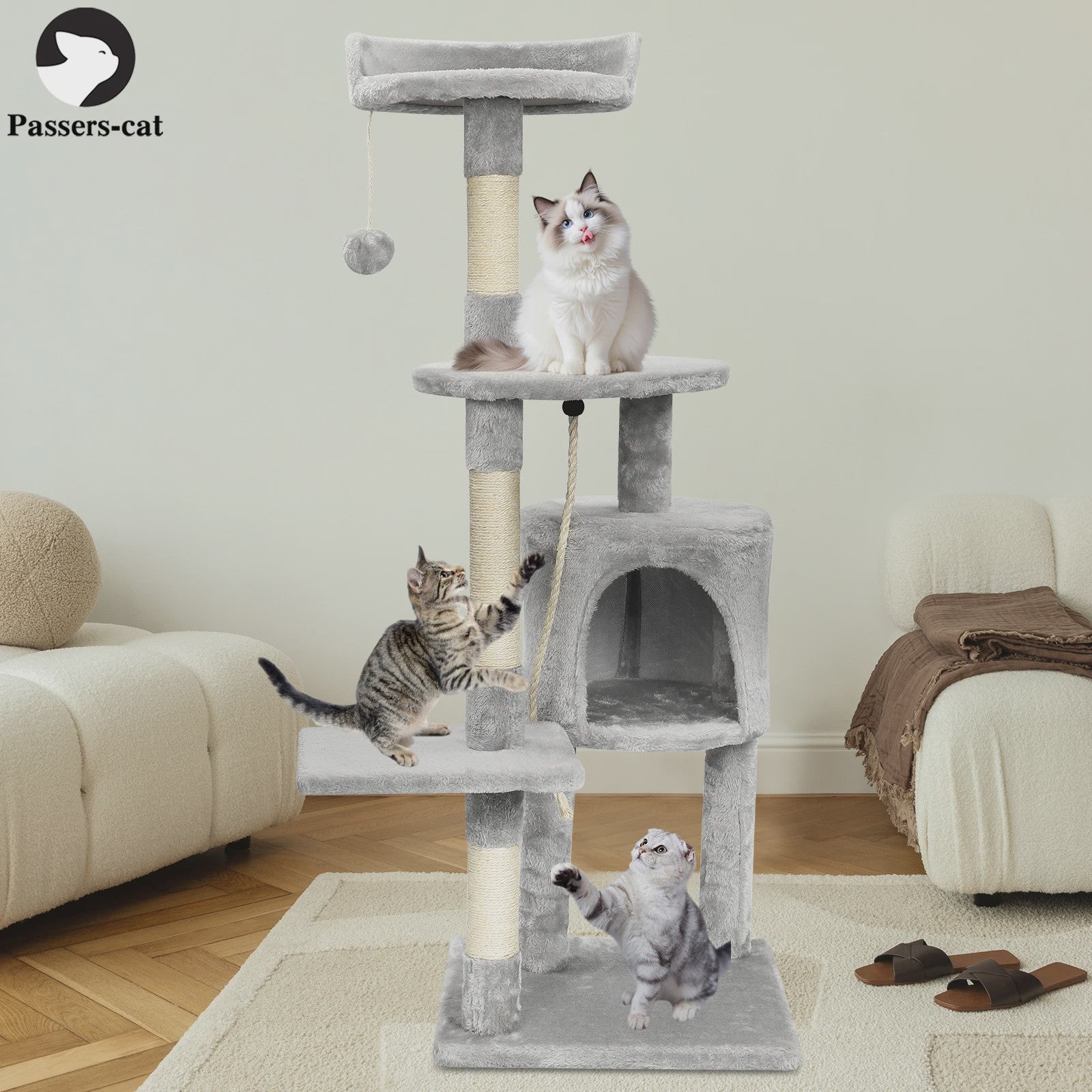 Luxe Kattenboom met Krabpalen, Huisje en Speeltjes - Multi-Level Kattenhuis